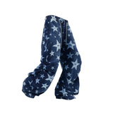 RELABEL (DIGGER Star Overlap Print) Mottled Five-Pointed Star Full-Print Pleated Workwear Denim Wide-Leg Pants
