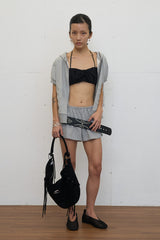 Puff Shoulder Half Zip-up (Gray)