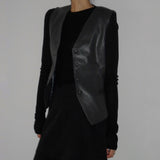 Button Leather Vest - 2colors