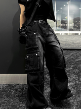 Washed Black Multi Cargo Denim