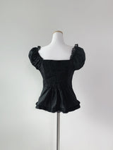 Yuka lace flare black blouse