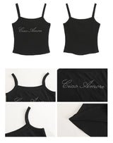Marshmallow beaded black sleeveless top