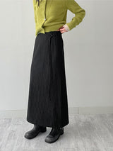 [FW] Striped Wool H-Line Long Skirt