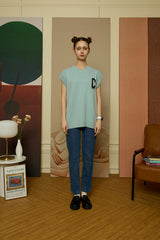 3D C Patch Sky Blue Knit Vest [Unisex]