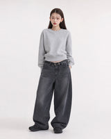 (UNISEX) フリンジポケット クラックウォッシュ ジーンズ