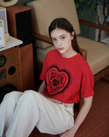 ハートプリントTシャツ [RED]