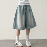 メリピンタックデニムバミューダショーツ [ショート & ロングセレクション*]