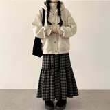 ロニーチェッカーフリルロングスカート