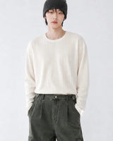 (UNISEX) ベロア リブド ラウンド ロングスリーブ