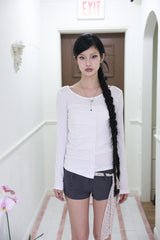 Unbal shirring button T (3color)