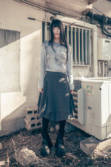 Strap layered midi skirt (Charcoal)