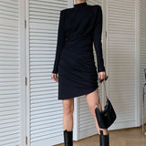 [SALE] ハーフタートルネックシャーリングアンバランスドレス