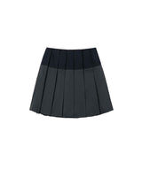 Raw Edge Colour Block Pleated Skirt _ NAVY