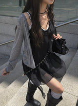 Pokin Lace Ribbed Knee-Long Socks