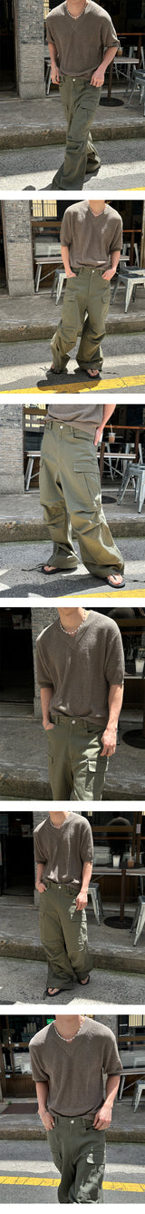 [S/S] サマーVネックハーフニット (3color)