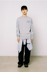 ラブ&ピース長袖Tシャツ - グレー