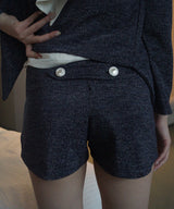 Metallic Button Tab Cardigan_Navy