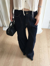 Curve stitch selvedge denim