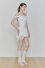 ペタルラッフルドレス white