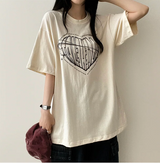 フェイスハートボクシーフィット半袖Tシャツ
