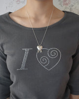 [925SILVER] ADORN HEART RIBBON NECKLACE