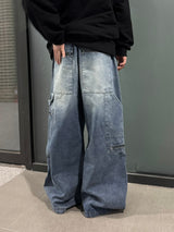 zipper carpenter double-knee pants