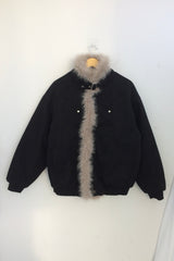 Milkfur high neck suede jumper