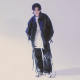 glossy strap shirt_black