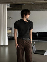 LMN サイドボタンマッスルフィット半袖ニット (3 colors)