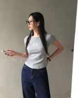 [MADE/7color] タイニーリブレタリング半袖Tシャツ