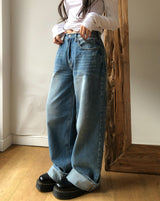 Et Wide Roll-up Denim Pants