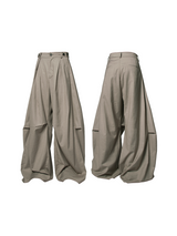 RELABEL Three-dimensional Composition (Lines and Corners) Horizontal And Vertical Combination Of Pleated And Draped Loose-fitting Scimitar Silhouette Suit Trousers