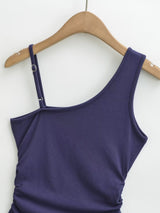 Amaris Asymmetric Strap Ruched Top