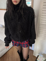 [UNISEX] オーバーフィットソフトヘアハイネック長袖カーディガン (3 colors)