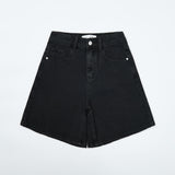  3RD REORDER HIP POCKET EMBROIDERY BLACK DENIM SHORTS LONG VERSION code 25106