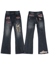 SEXXDEVIL Plaid Washed Jeans