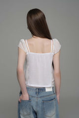 Pure bloom drape top, White
