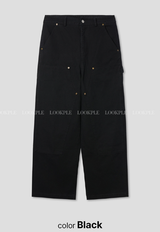 Levito Double Knee Back Banding Semi-Wide Cotton Pants