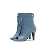 Basic Suede Open Toe Heel(Blue)