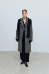 SIDE CUT OUT SINGLE WOOL COAT - CHARCOAL