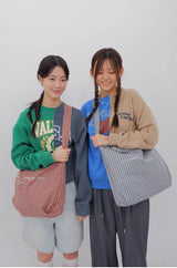 Reverse Logo Check Bag / Green