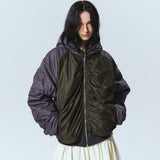 HOODY SHIRRING VOLUME JACKET_KHAKI