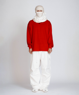 Bohemian vintage washed fringe pants _ White 