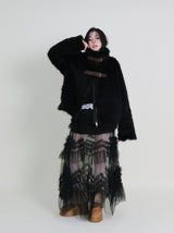 レイチェル 2ベルトディテールショート丈ファージャケット (Lining Quilted)
