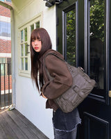 Sissu Pocket Buckle Leather Shoulder Crossbody Bag