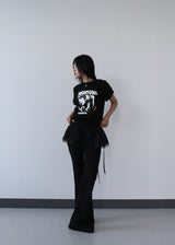 HIP SHIRRING BOOTS CUT PANTS
