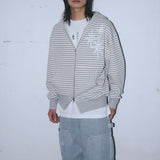 Untitled Starrynight Small Stripe Hood Zip Up Melange White