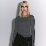 Line point knit top [gray]