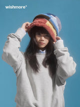 wishmore ぬいぐるみベルベットカラーマッチング帽子 (秋と冬の顔を見せる小さな漁師の帽子 暖かく厚みのあるぬいぐるみ 洗面器の帽子)
