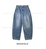 Likee semi-balloon washed denim pants